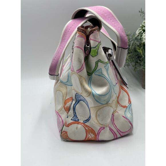 Coach 10674 Authenticated Hampton Multicolor Crayon Scribble‎ Nylon Handbag Tote - Picture 2 of 11